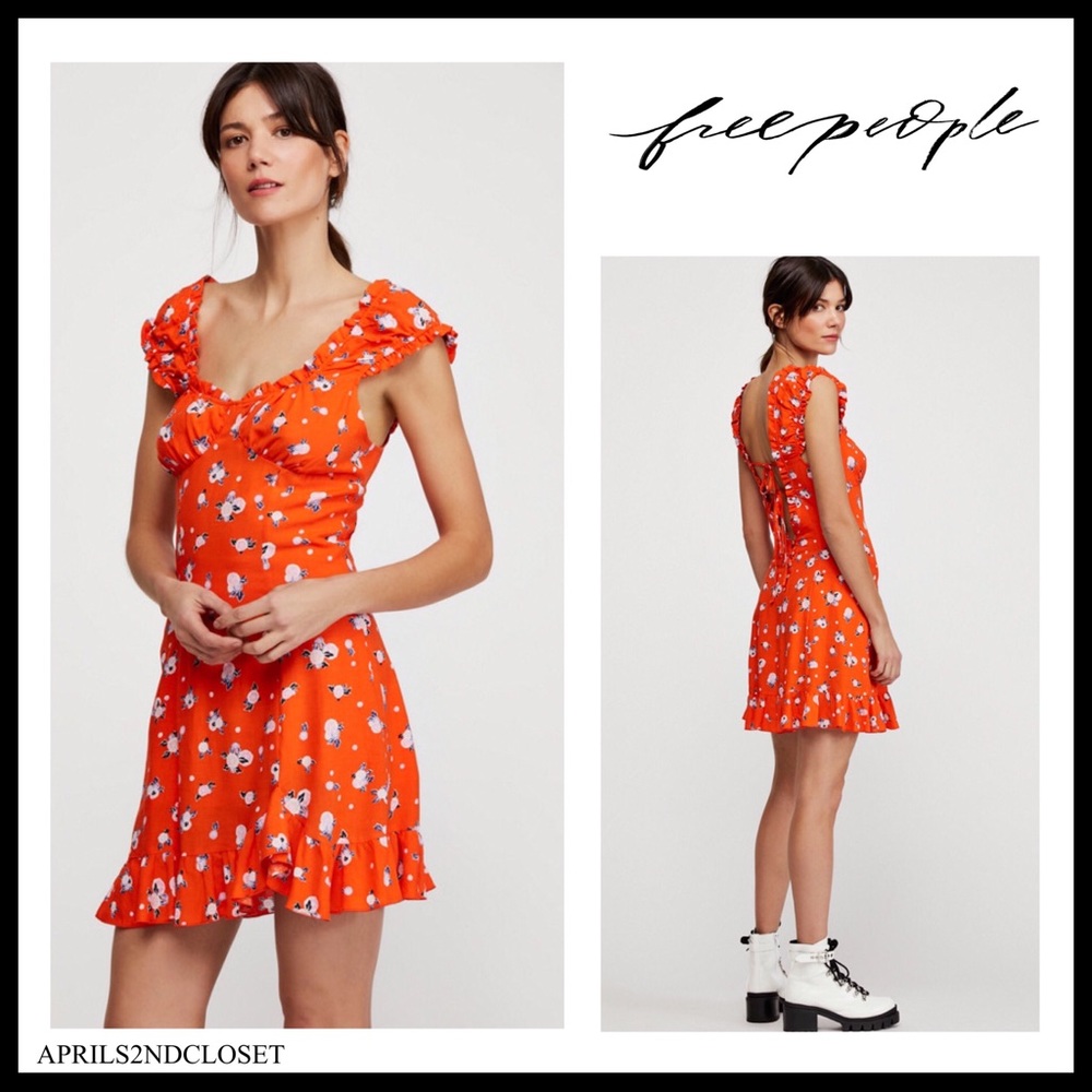 FREE PEOPLE BOHO V-NECK TIE BACK MINI DRESS A2C - Picture 16 of 16